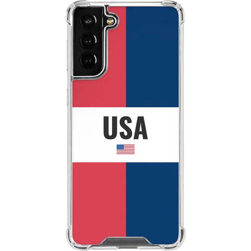 American Flag Color Block Galaxy S21 FE Clear Case